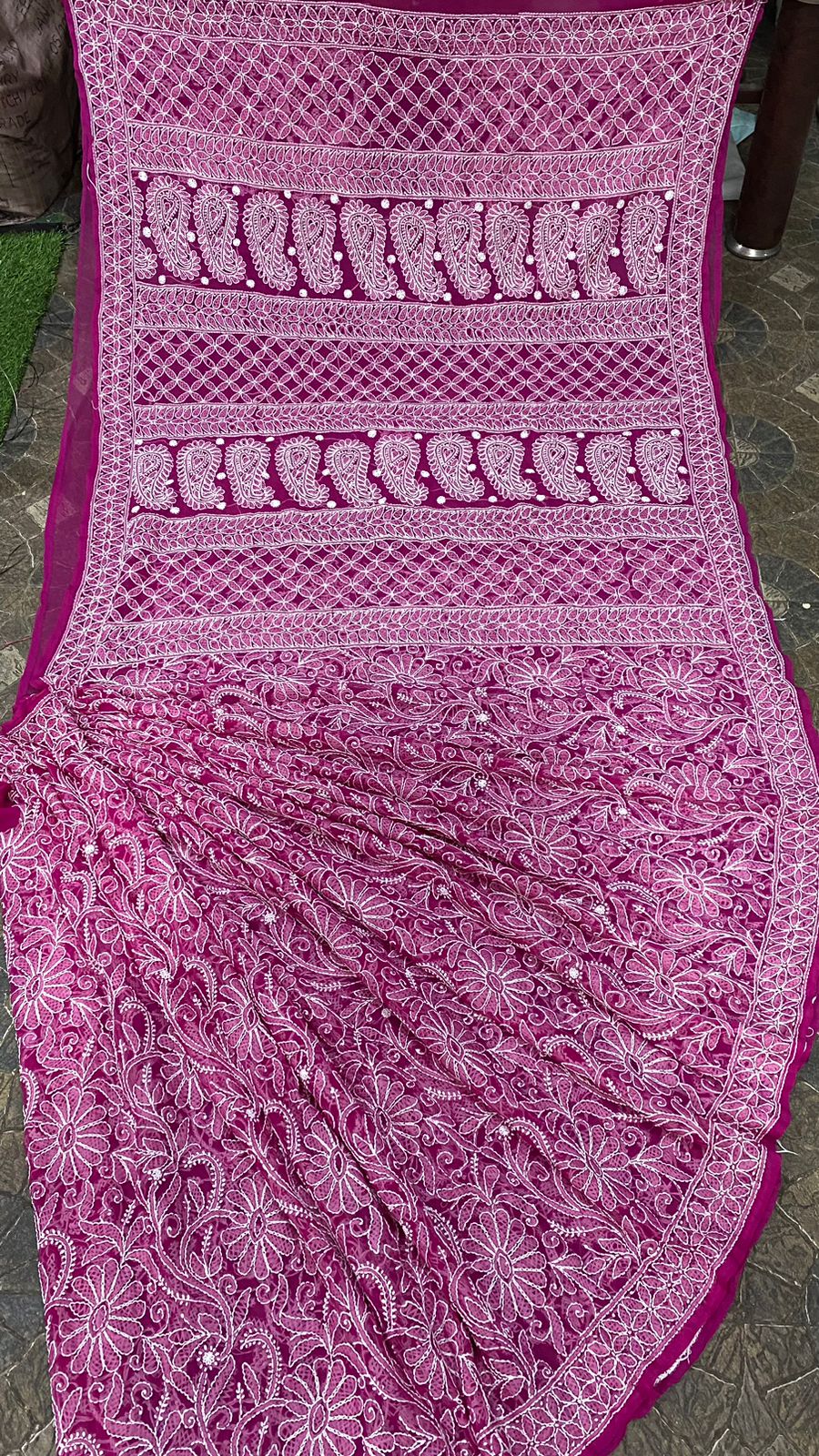 Pure Georgette Chikankari All Over Jaal Work Saree. – fab-persona