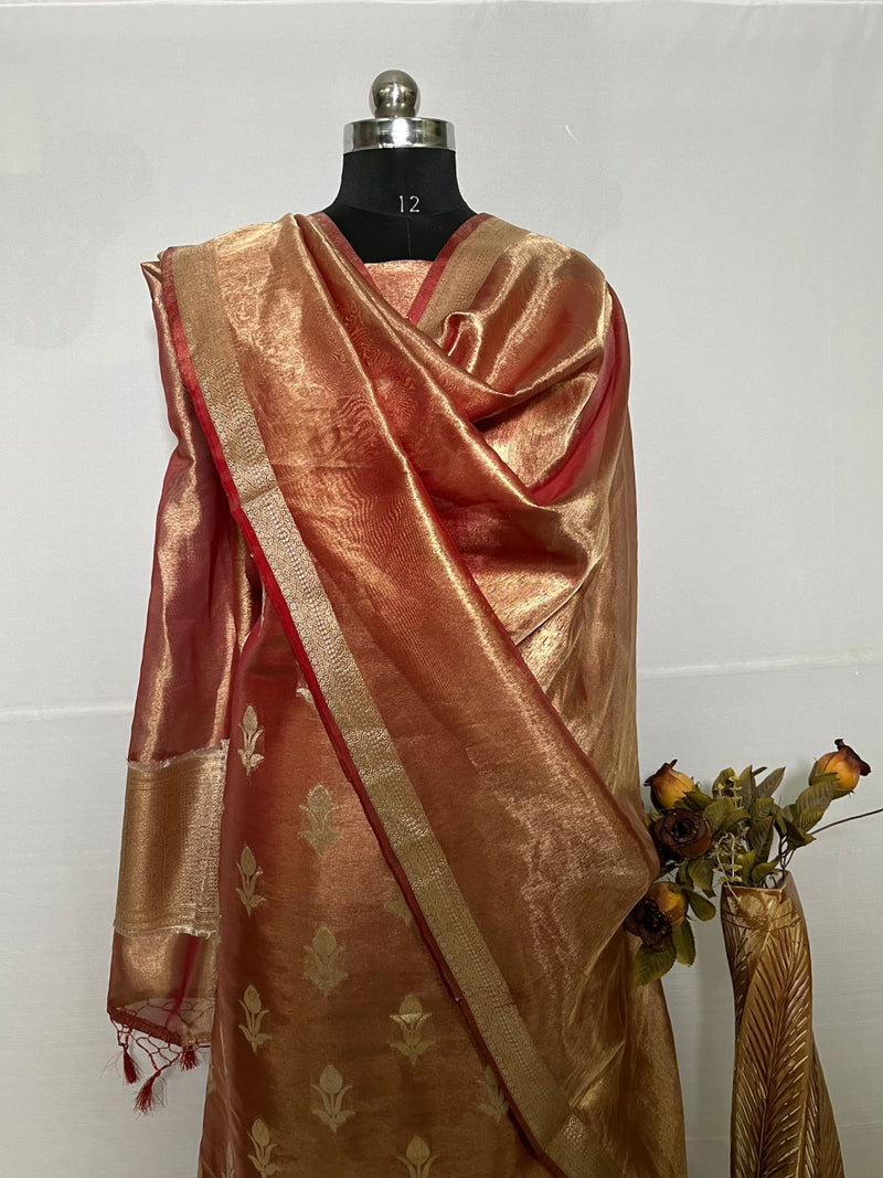 Pure Banarasi Tissue Unstitched Suit.