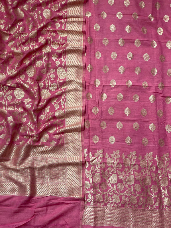 Pure Banarasi Munga Silk Weaved Unstitched Suit With Munga Silk Weaved Dupatta.