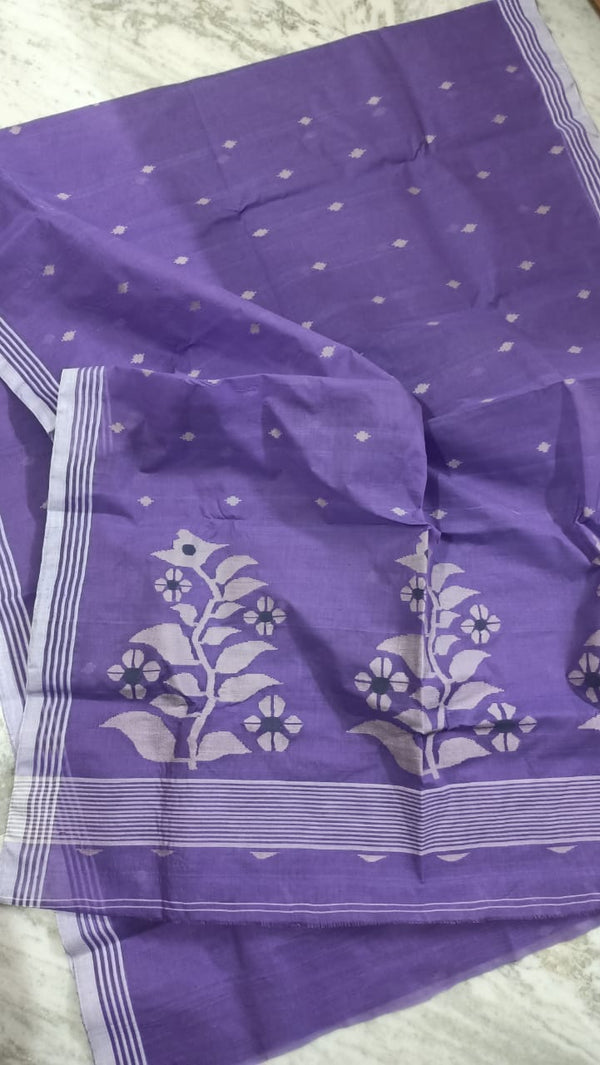 Pure Cotton 100 Count jamdani Saree Without Blouse . ( Length- 6.3 meter )