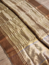 Pure Tissue Silk Stripes Saree With Katan silk Border.