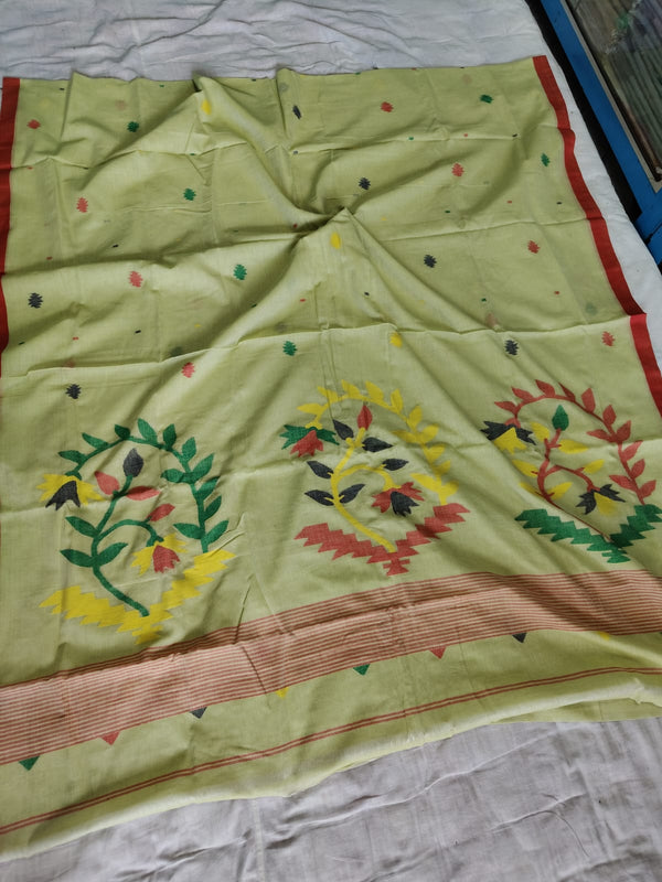 Pure Cotton 100 Count jamdani Saree Without Blouse . ( Length- 6.3 meter)