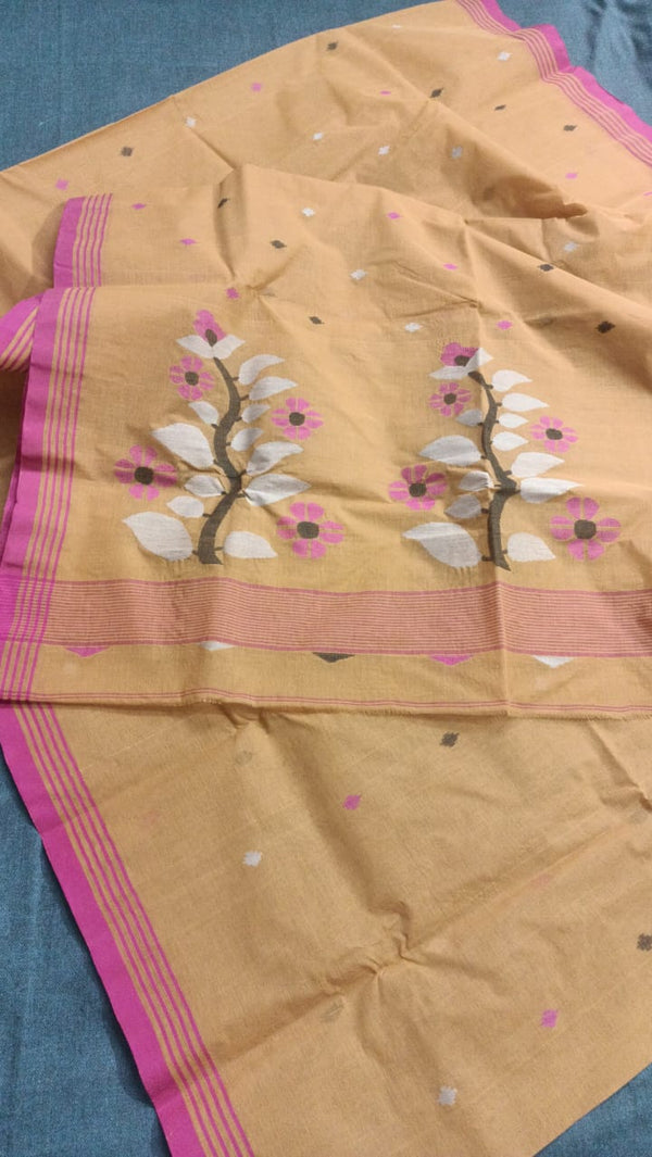 Pure Cotton 100 Count jamdani Saree Without Blouse . ( Length- 6.3 meter )