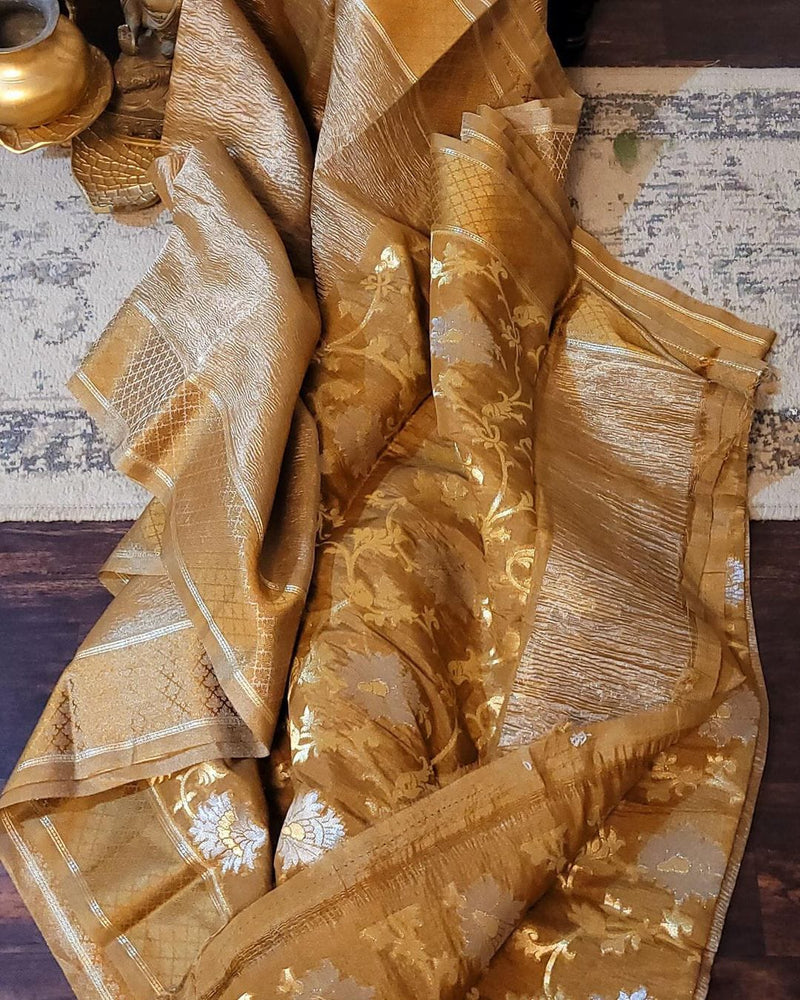 Banarasi Tissue Silk Saree With Blouse.