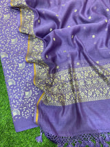 Pure Banarasi Mal Chanderi Silk Zari Embroidery Unstitched Suit With Banarasi Mal Chanderi Silk Dupatta..