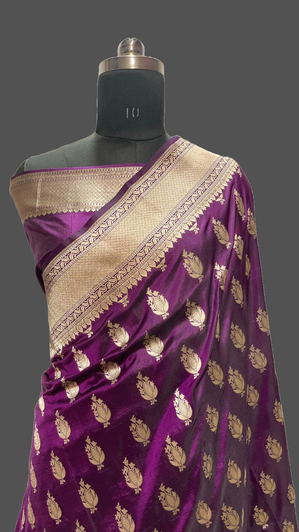 Pure Banarasi Handloom Katan Silk Zari Saree With Blouse.