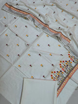 Bhagalpuri Cotton Linen Embroidery Unstitched suit.