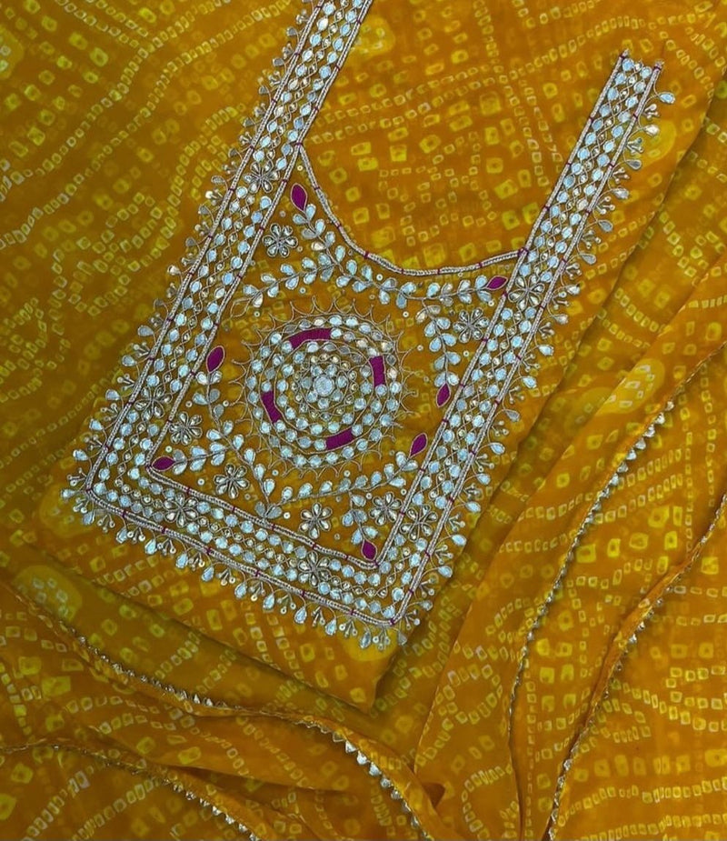 Hand Work Unstitched Suit in Georgette .