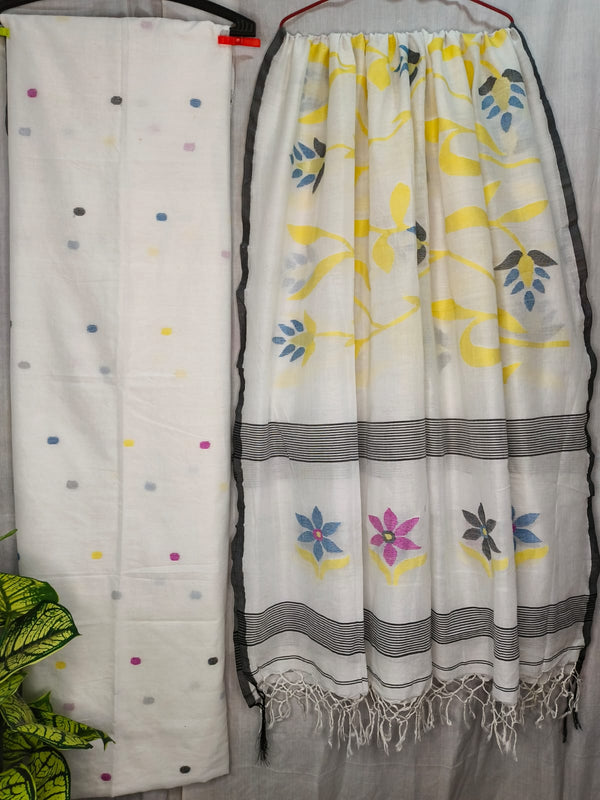 Pure Cotton Silk Jamdani 2pc Unstitched Suit .