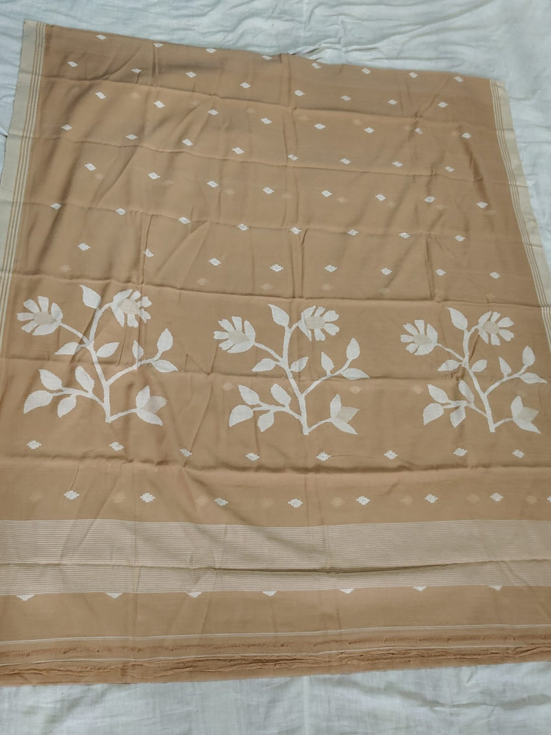 Pure Cotton 100 Count jamdani Saree Without Blouse . ( Length- 6.3 meter )