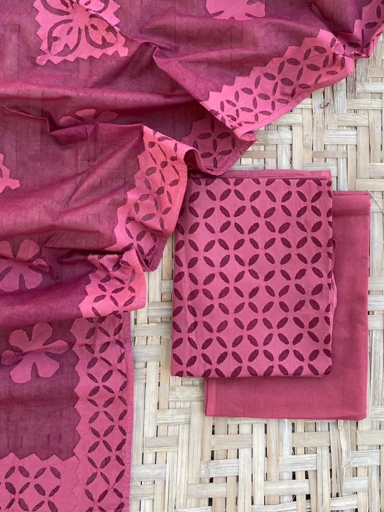 Pure Cotton Applique Work Unstitched Suit With Cotton Applique Work Dupatta