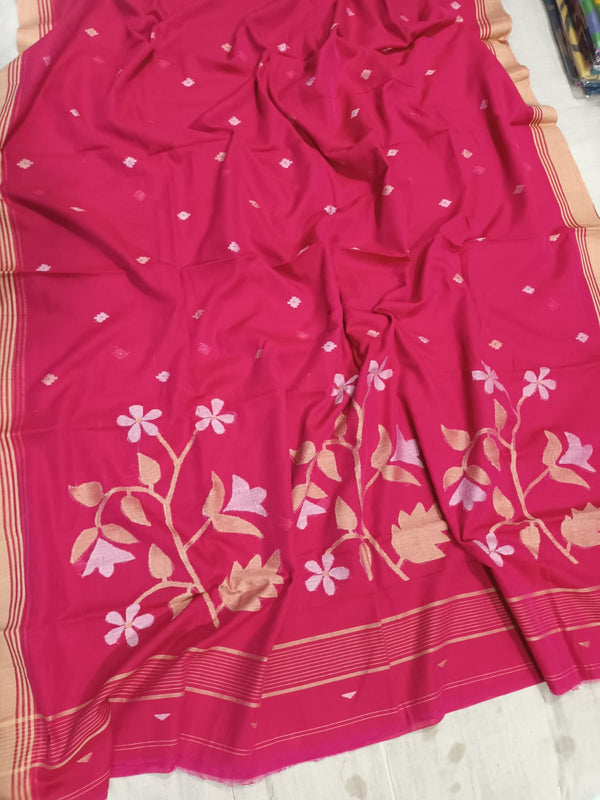 Pure Cotton 100 Count jamdani Saree Without Blouse . ( Length- 6.3 meter )