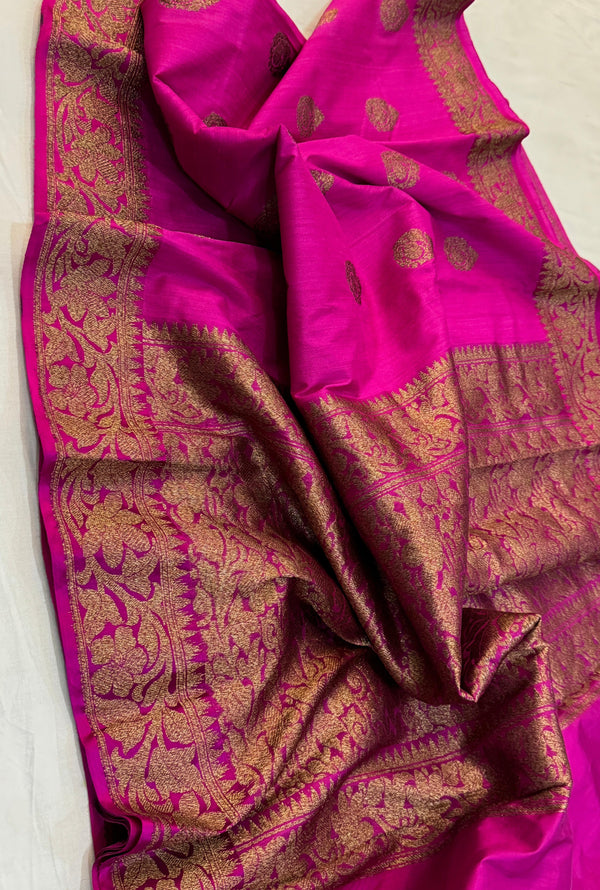 Handwoven Pure Banarasi Tussar Silk Saree With Antique Zari WorK.