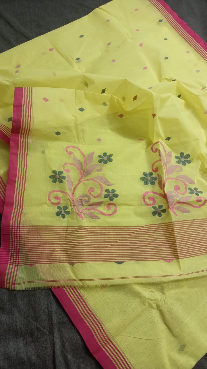 Pure Cotton 100 Count jamdani Saree Without Blouse . ( Length- 6.3 meter )