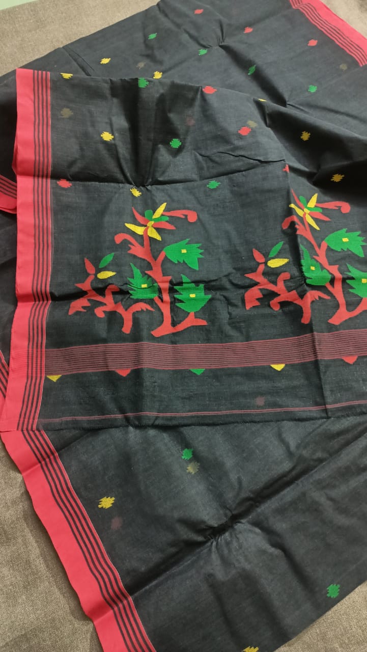 Pure Cotton 100 Count jamdani Saree Without Blouse . ( Length- 6.3 meter )