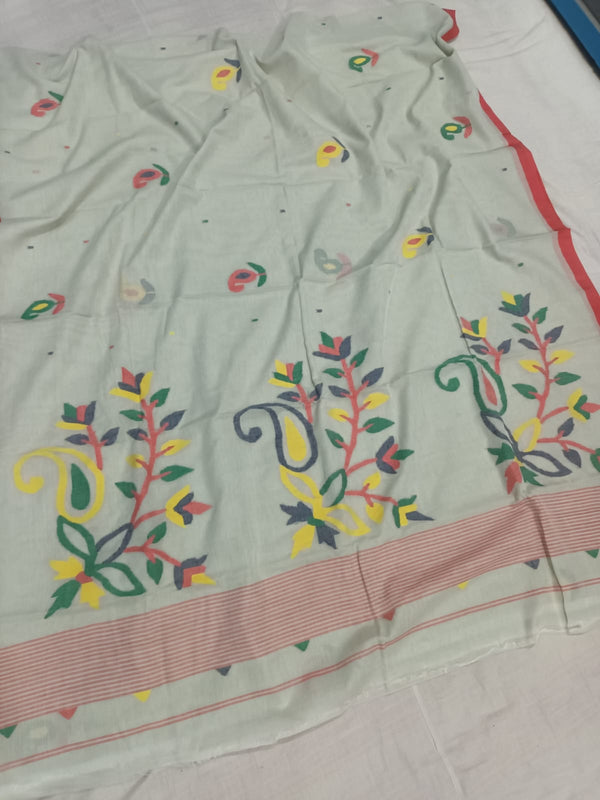 Pure Cotton 100 Count jamdani Saree Without Blouse . ( Length- 6.3 meter )