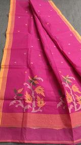 Pure Cotton 100 Count jamdani Saree Without Blouse . ( Length- 6.3 meter )