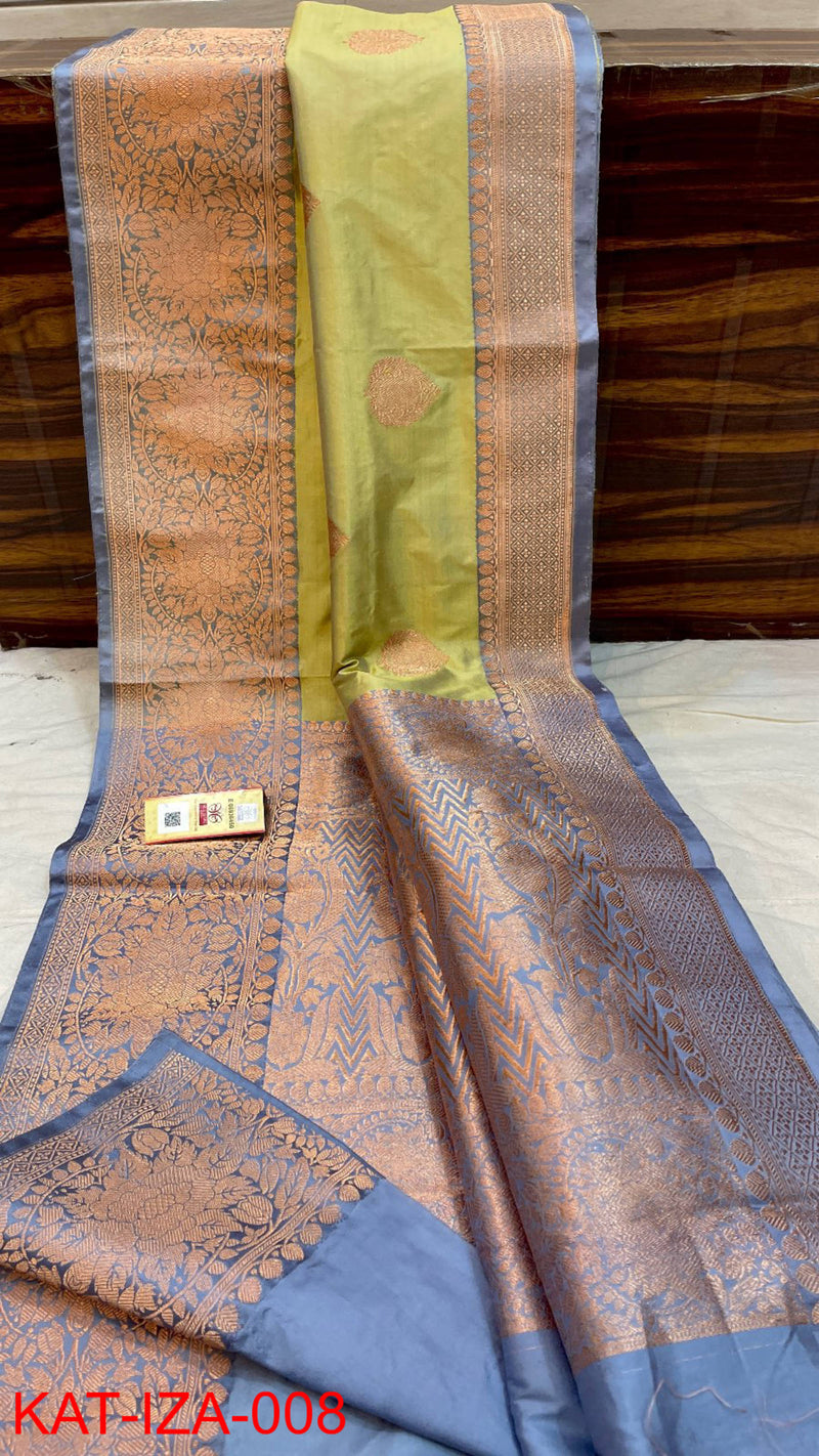 Pure Handloom Banarasi Katan Silk  Antique Zari Saree .Silk mark certified