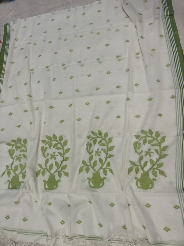 Pure Cotton 100 Count jamdani Saree Without Blouse . ( Length- 6.3 meter )