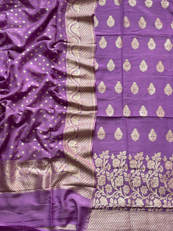 Pure Banarasi Munga Silk Weaved Unstitched Suit With Munga Silk Weaved Dupatta.