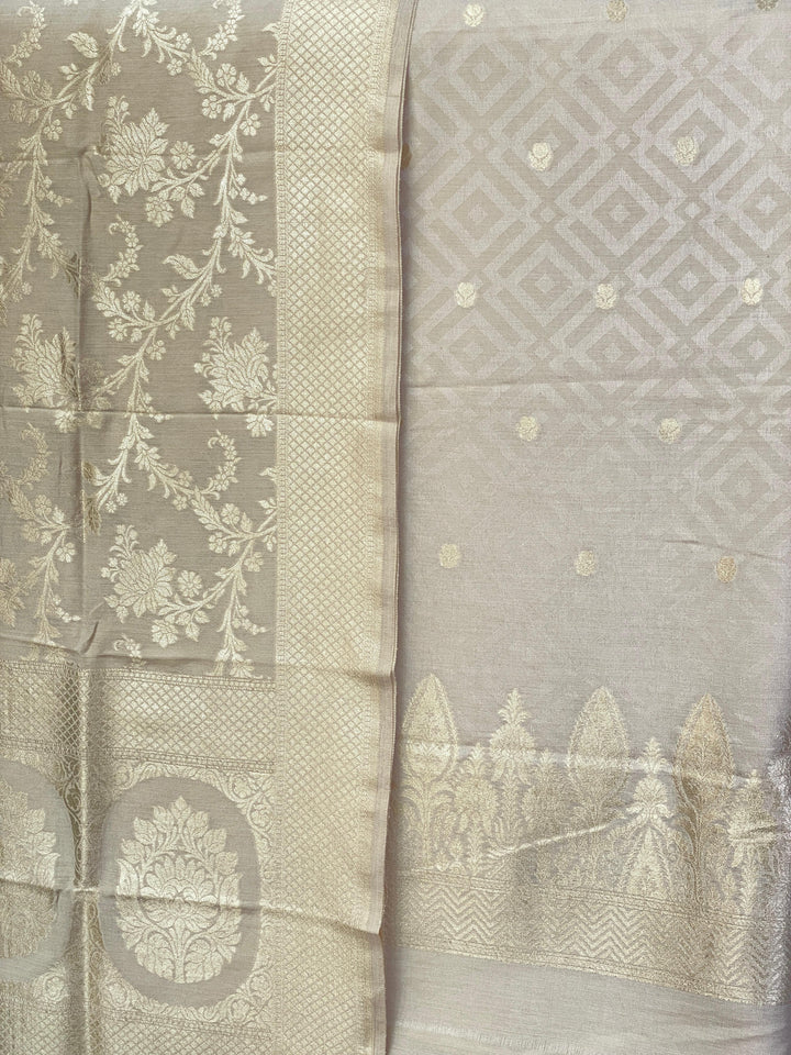 Pure Banarasi Munga Silk Weaved Unstitched Suit With Munga Silk Weaved Dupatta.