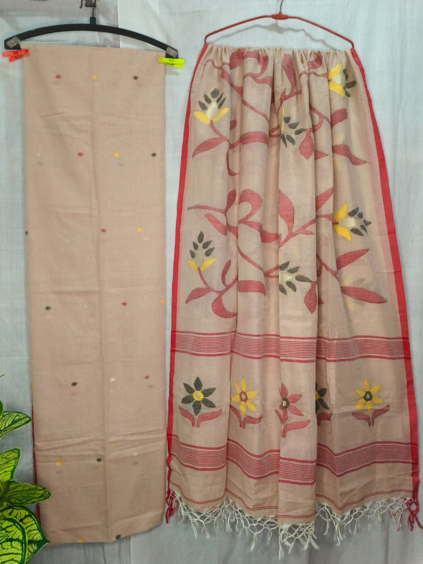 Pure Cotton Silk Jamdani 2pc Unstitched Suit .