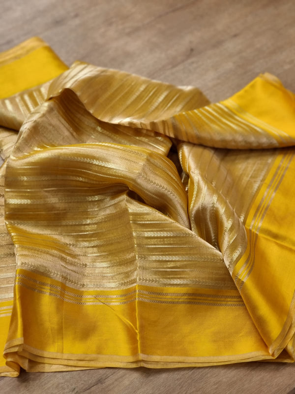 Pure Tissue Silk Stripes Saree With Katan silk Border.