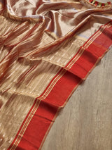 Pure Tissue Silk Stripes Saree With Katan silk Border.