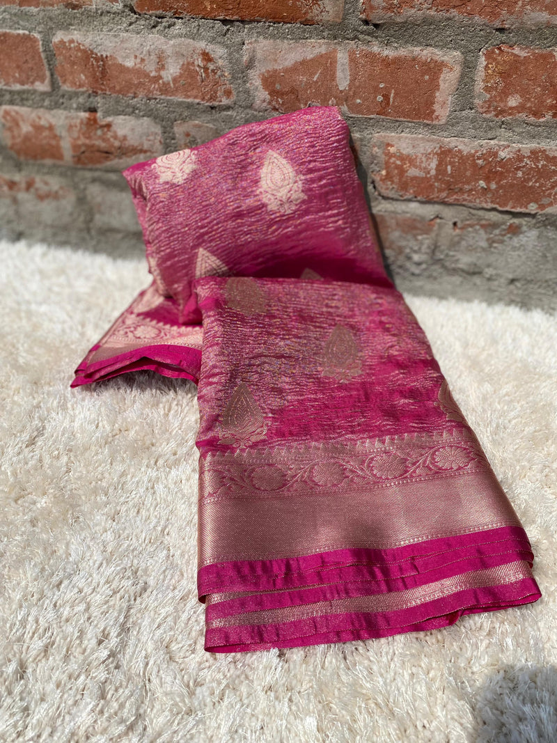 Banarasi Soft Katan Crush Tissue Silk Saree