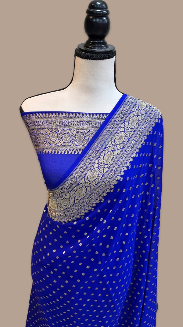 Pure Banarasi Handloom Khaddi Georgette Silk Saree .