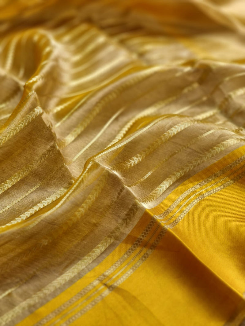 Pure Tissue Silk Stripes Saree With Katan silk Border.