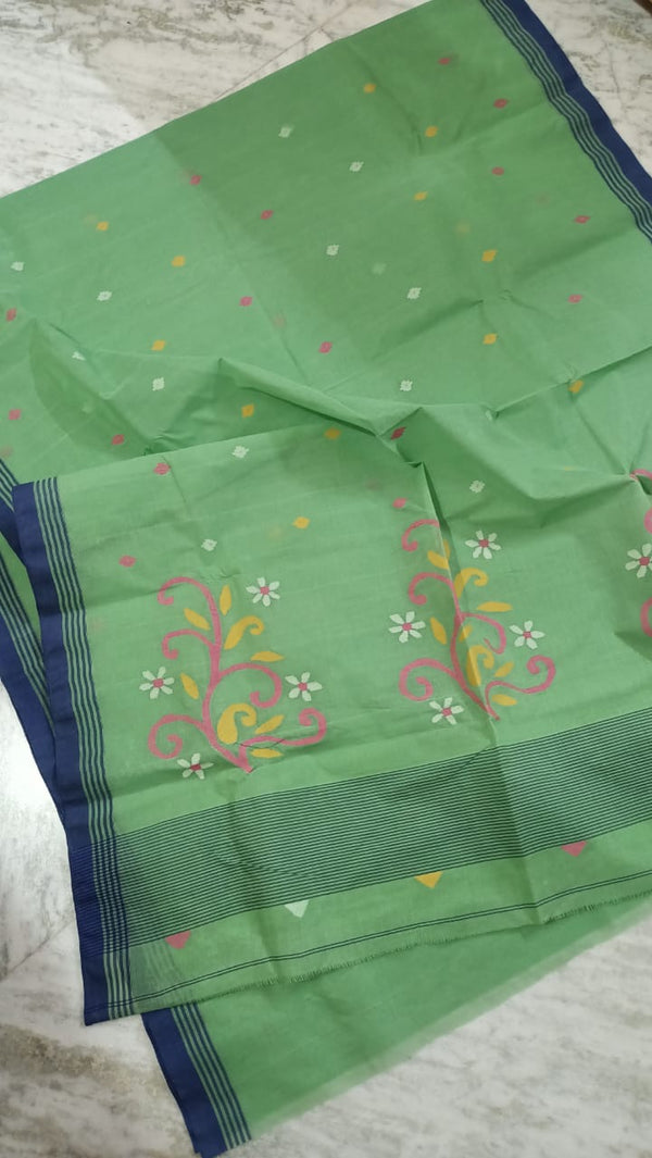 Pure Cotton 100 Count jamdani Saree Without Blouse . ( Length- 6.3 meter )