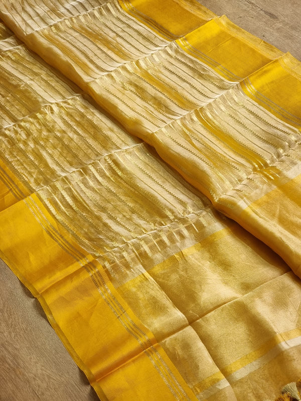 Pure Tissue Silk Stripes Saree With Katan silk Border.