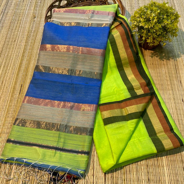 Handloom Maheshwari Silk Saree With Blouse.