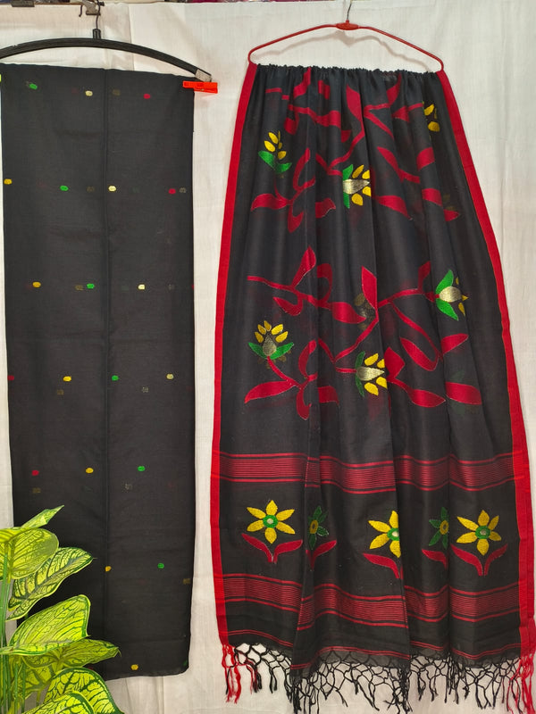 Pure Cotton Silk Jamdani 2pc Unstitched Suit .