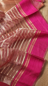 Pure Tissue Silk Stripes Saree With Katan silk Border.