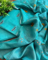 Bhagalpuri Cotton Linen Embroidery Unstitched suit.