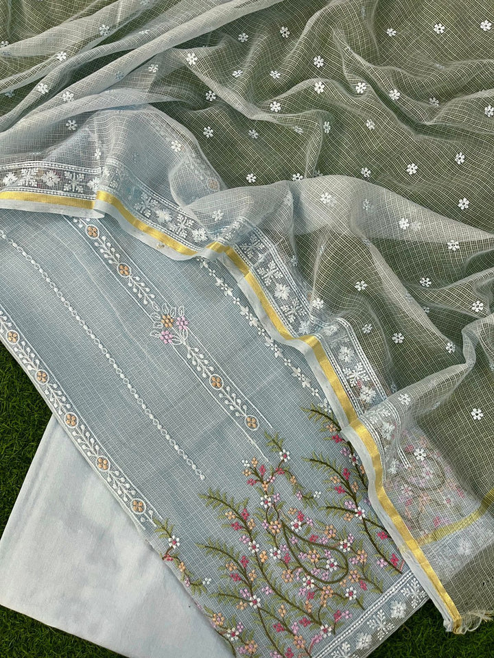 Banarasi Kota Doriya Silk Embroidery Unstitched Suit .