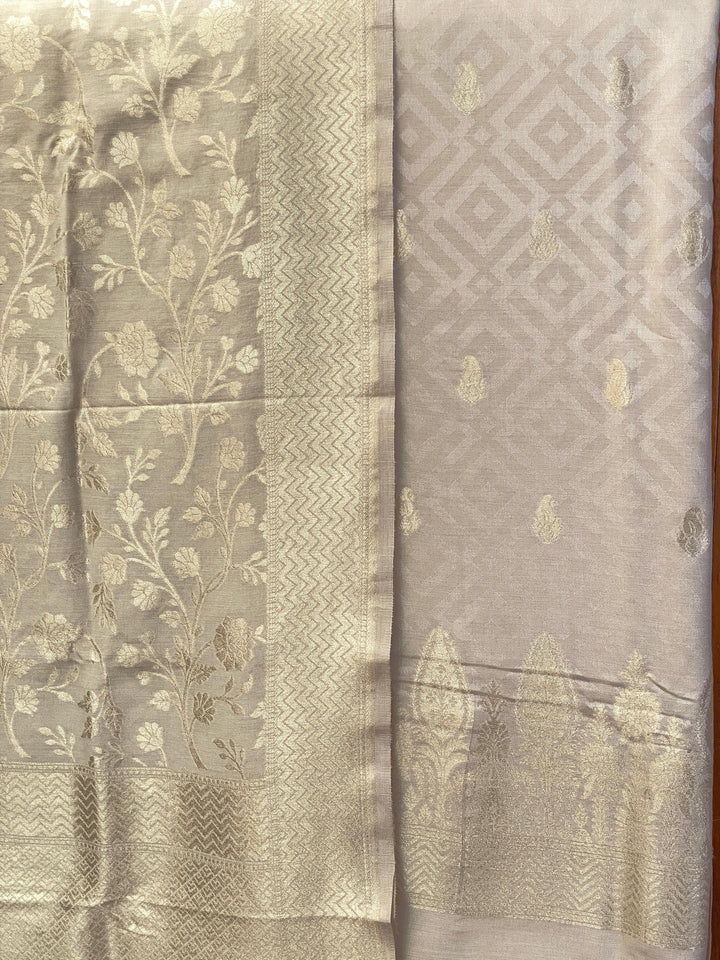 Pure Banarasi Munga Silk Weaved Unstitched Suit With Munga Silk Weaved Dupatta.