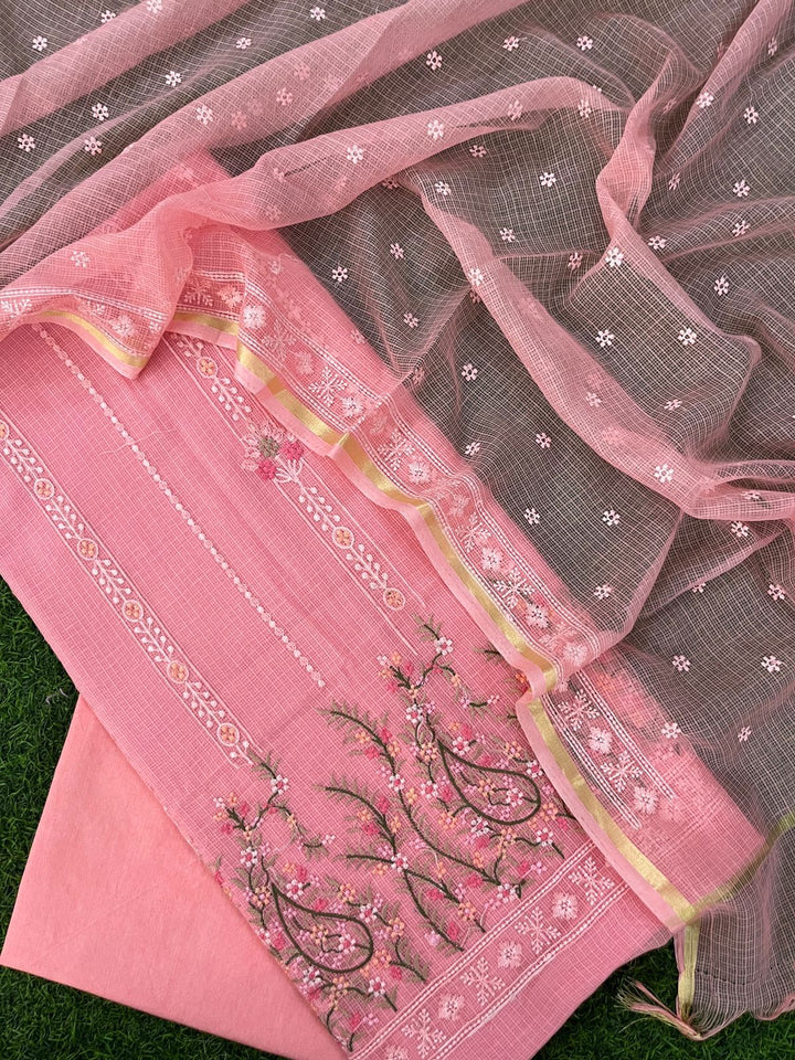 Banarasi Kota Doriya Silk Embroidery Unstitched Suit .