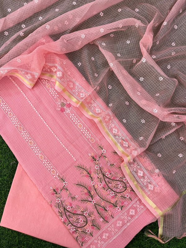 Banarasi Kota Doriya Silk Embroidery Unstitched Suit .