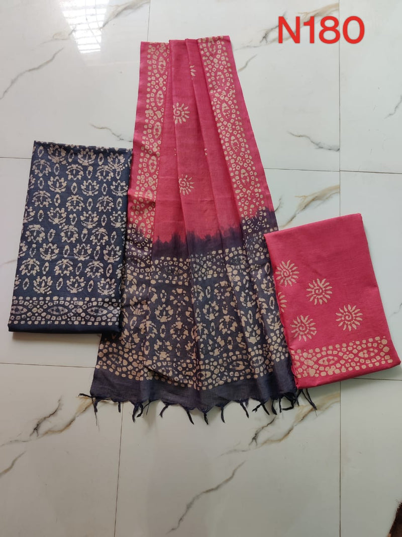 Pure Khaddi Cotton Batik Print Unstitched Suit With Dupatta