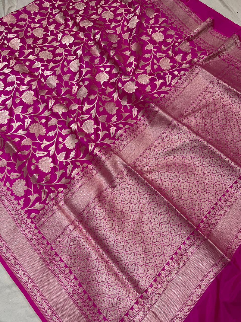 Pure Banarasi Handloom Katan Silk Zari Saree With Blouse.