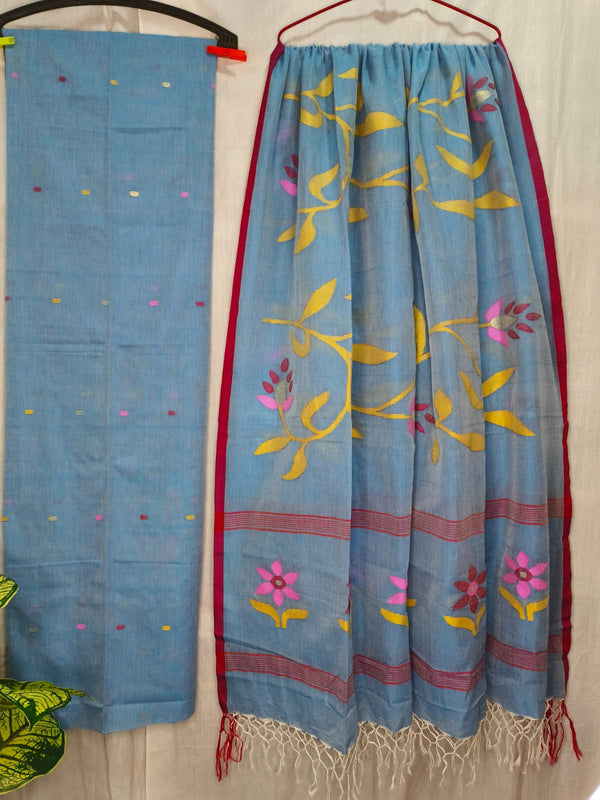 Pure Cotton Silk Jamdani 2pc Unstitched Suit .