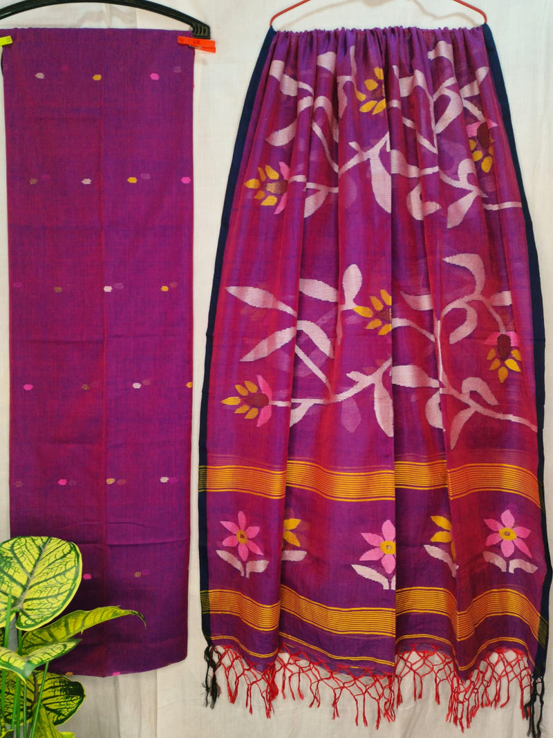 Pure Cotton Silk Jamdani 2pc Unstitched Suit .