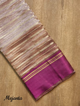 Pure Tissue Silk Stripes Saree With Katan silk Border.