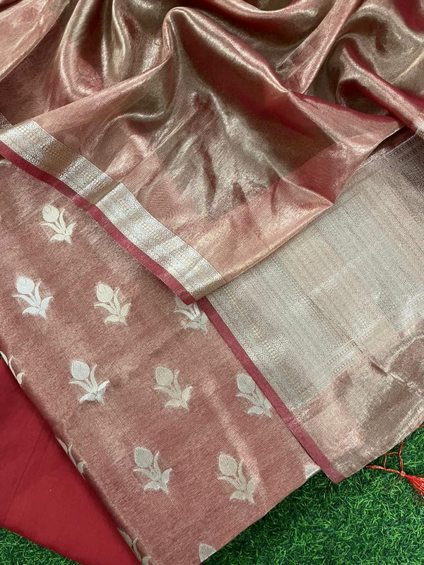 Pure Banarasi Tissue Unstitched Suit.