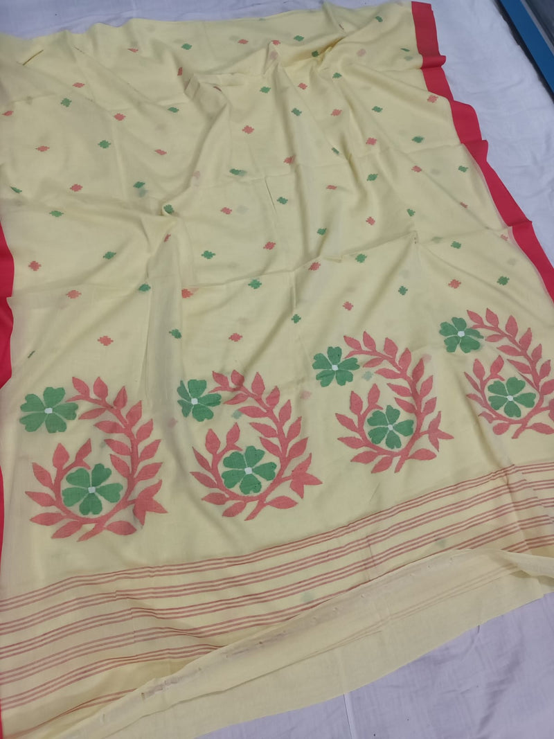 Pure Cotton 100 Count jamdani Saree Without Blouse . ( Length- 6.3 meter )