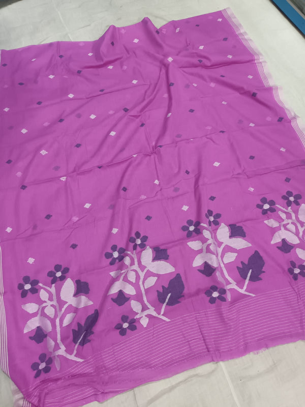 Pure Cotton 100 Count jamdani Saree Without Blouse . ( Length- 6.3 meter )