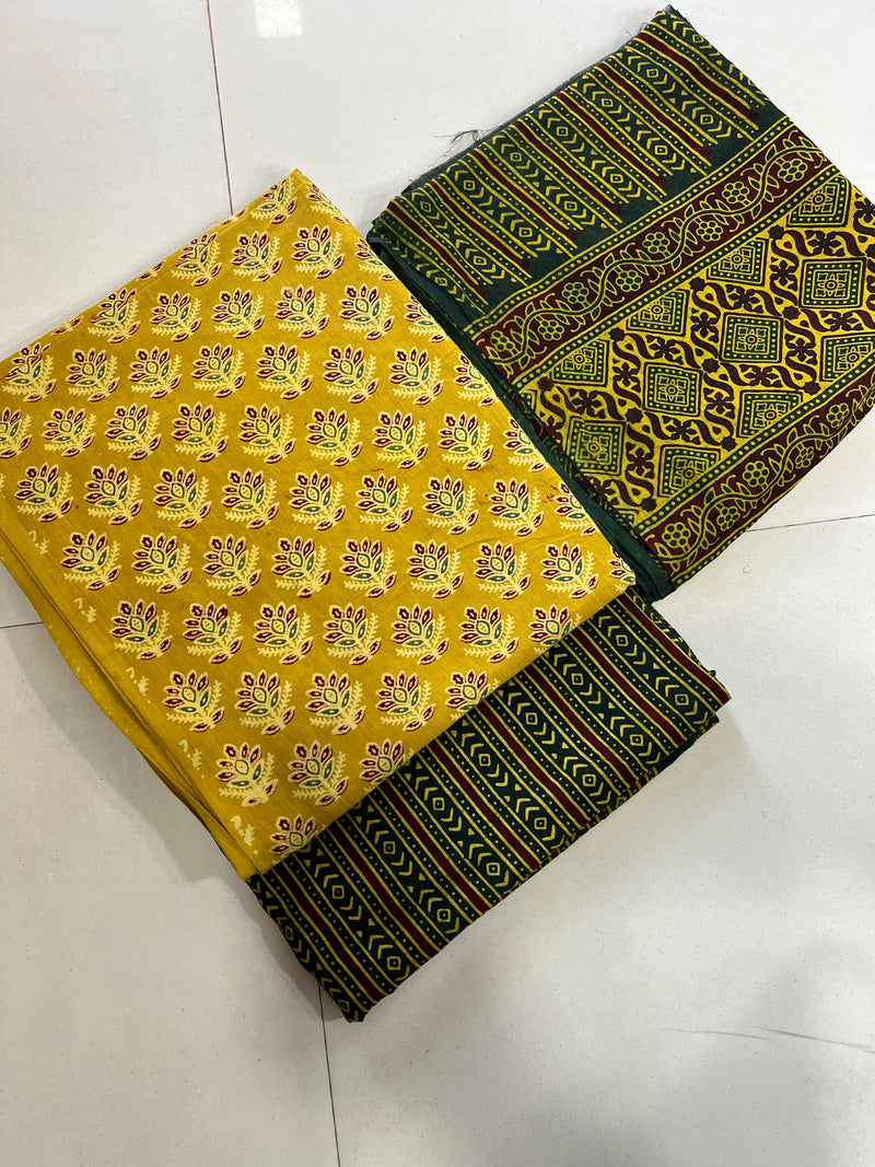 Pure Cotton Azrakh Print Unstitched suit With Cotton Dupatta.